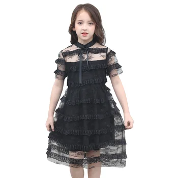 

Teens Girls Dresses 2019 Summer fashion Kids Black Short sleeve Dress For Girls Clothing Age 5 6 7 8 9 10 11 12 13 14 15 16Years