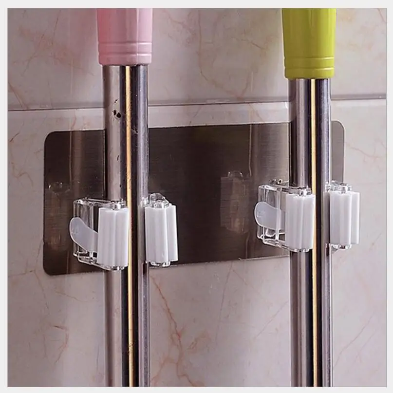 Strong Adhesive Type Non Marking Mop Frame Creative Mop Clip Multifunctional Broom Hanging Rack Adhesive Hook