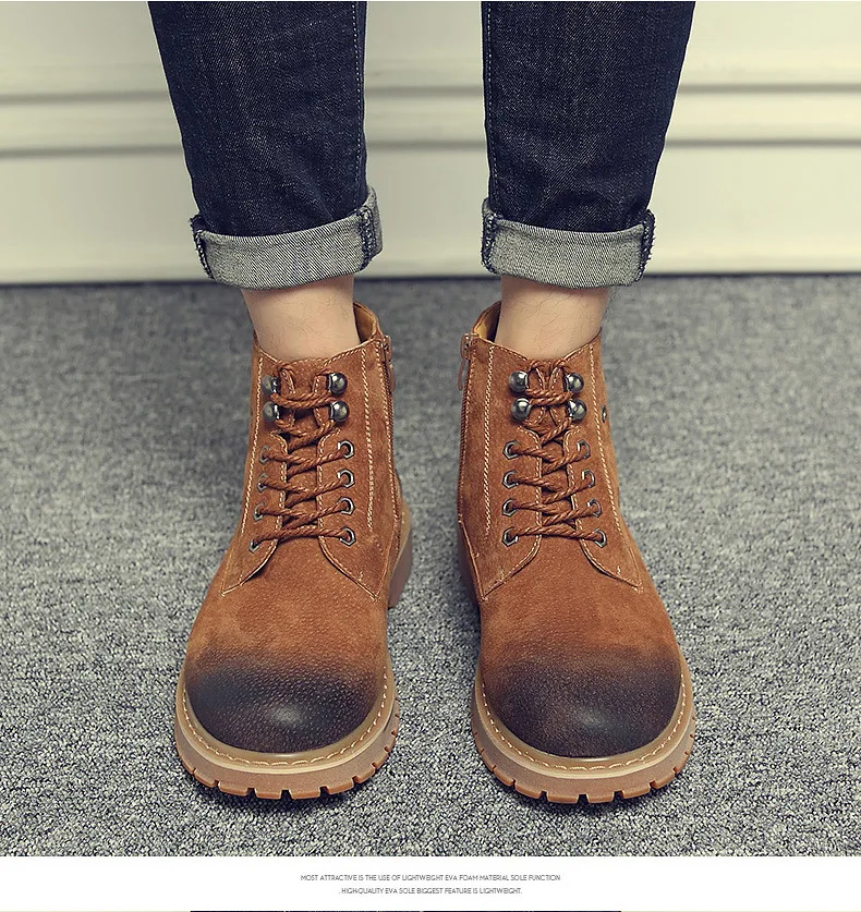 Мужские ботинки; ботильоны из натуральной кожи; сезон осень-зима; модная обувь; обувь на шнуровке; Мужская Высококачественная винтажная Мужская зимняя обувь
