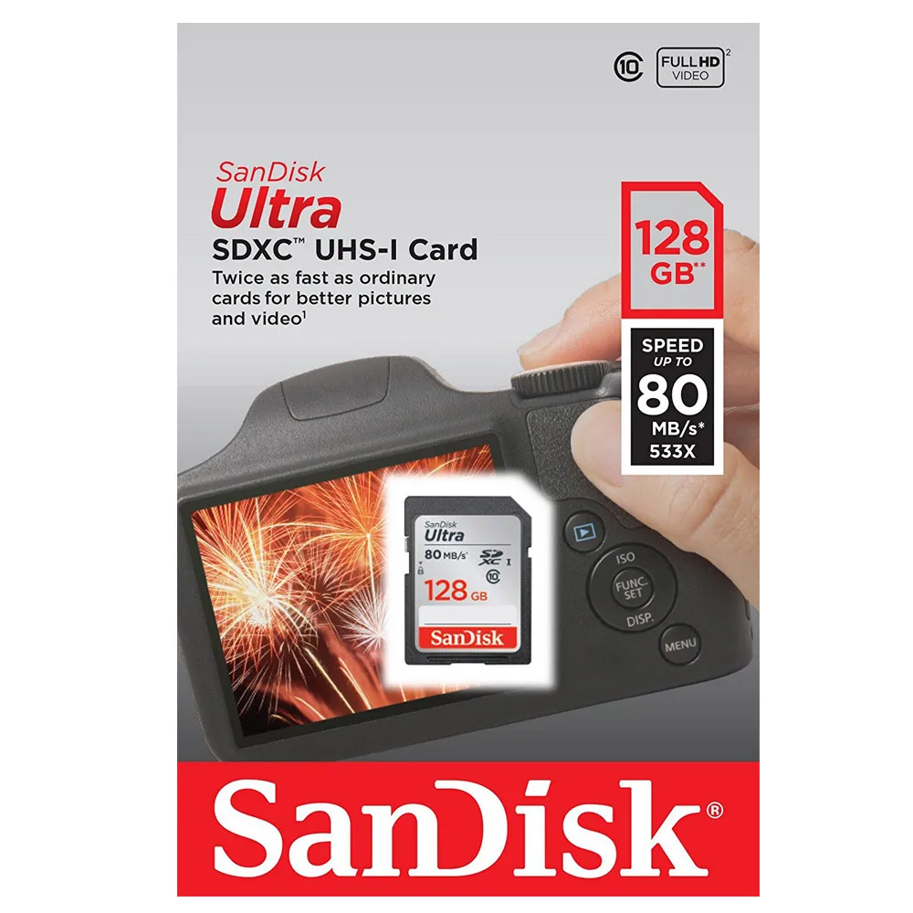 Original SanDisk SD Card 128gb Ultra SDXC Carte SD Cartao De Memoria Class 10 for 1080p 3D 4K video Canon Digital Sport Camera (6)