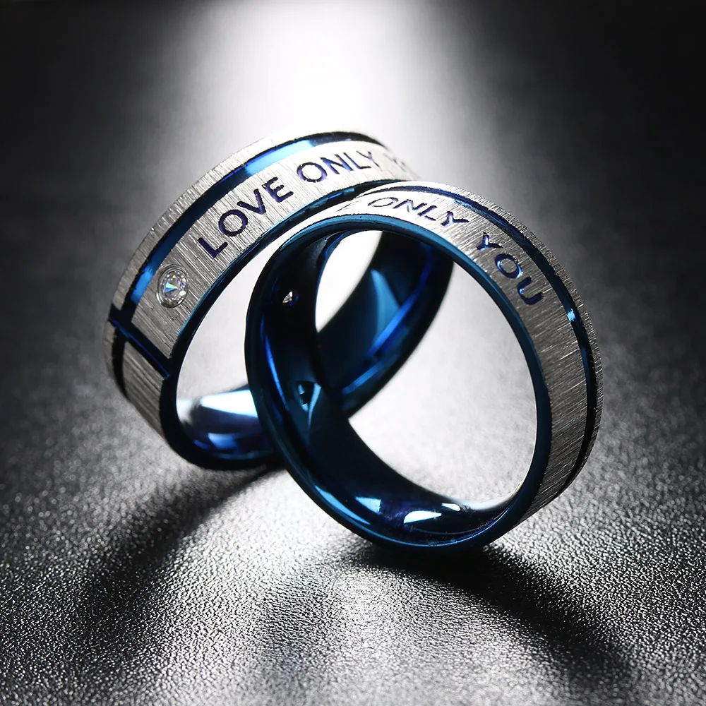 

Women Men 316L Stainless Steel Band Rings For Lovers Couple "Love Only You" Letter Ring Engagement Wedding Jewelry Simple