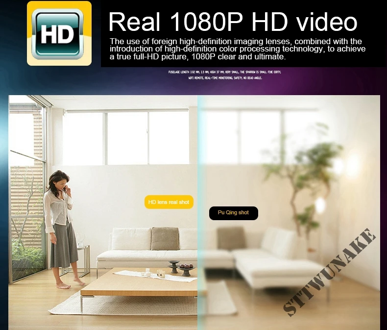 STTWUNAKE 1080 P HD мини камера DV ночного видения беспроводной wifi электронные часы IP