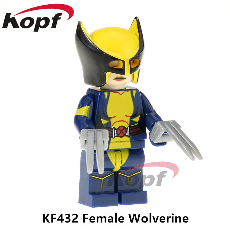

KF432 Single Sale Super Heroes Building Blocks Female Wolverine Iron Man Spiderman Bricks Doll Learning For Children Gift Toys