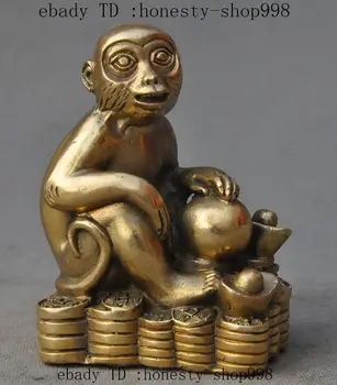 

Chinese Fengshui brass Wealth Yuanbao Money Animal zodiac Monkey Lucky Statue