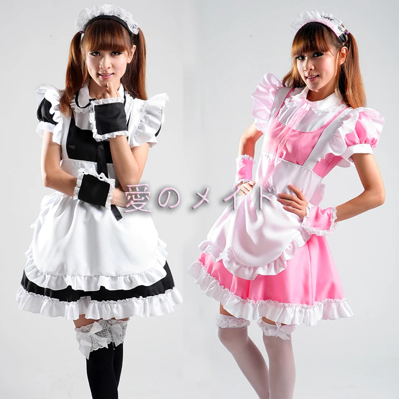 Dancing Girl Lolita Apron Maid Dress Meidofuku Uniform Outfit Cosplay Costumes