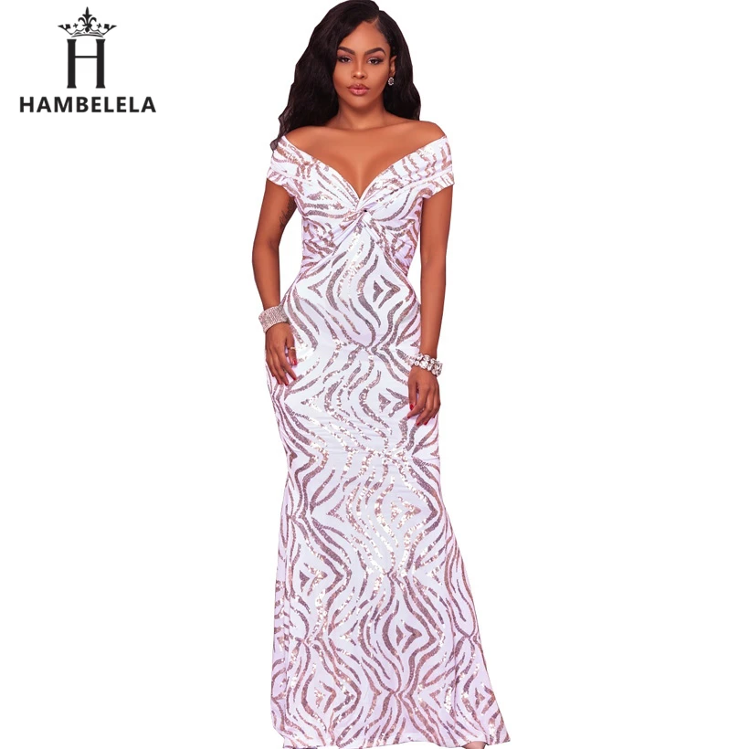 HAMBELELA Sexy Shiny Sequin Maxi Party Dress Off Shoulder Long Mermaid Floor Length Retro Evening Gown Dress Women Long Vestidos (2)