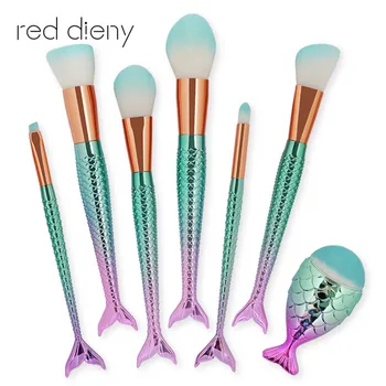

7Pcs Professional Mermaid Makeup Brushes Set Foundation Powder Blush Eyebrow Eyeliner Cosmetic Brush Kit Tools