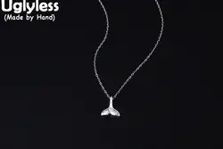 Uglyless натуральная S925 стерлингового серебра рыбий хвост кулон ожерелья для женщин Прекрасный Русалка дизайнер Чокеры экзотические