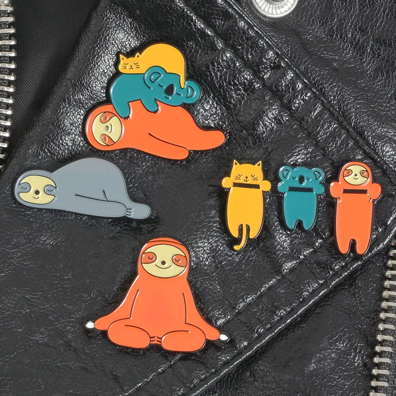 

Cute Zootopia Sloth Brooches and Enamel Pin Lazy Animal Koala Cat Badge Lapel Pins Denim Jeans Shirt Bag Jewelry Gift for Kids