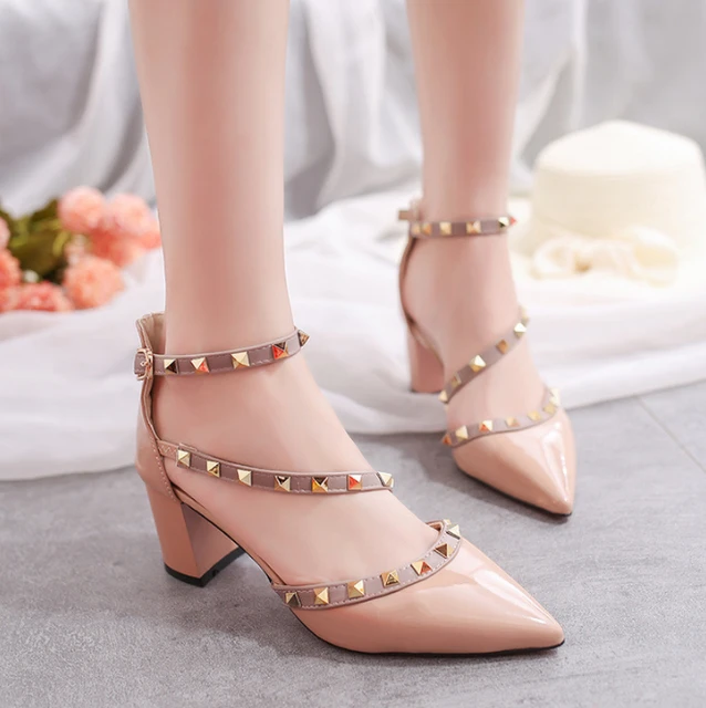 picnic Håndskrift øre Nice NEW Fashion Woman High Heels Shoes Lady Sexy Pointed Toe Pumps Buckle  Rivets Nude Heels Dress Wedding Shoes _ - AliExpress Mobile