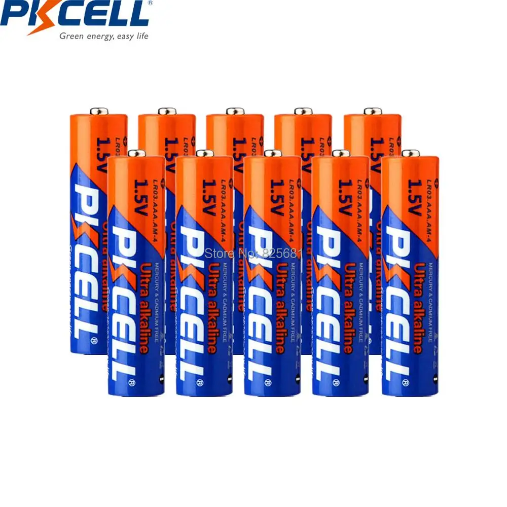 10Pcs PKCELL AAA Batteries LR03 Alkaline Battery 1.5V E92 AM4 MN2400 3A