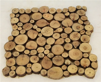 

eucalyptus small round wood wooden WMM0004 backsplash tile bedroom wall tile ancient wood mosaic panels mesh backing floor