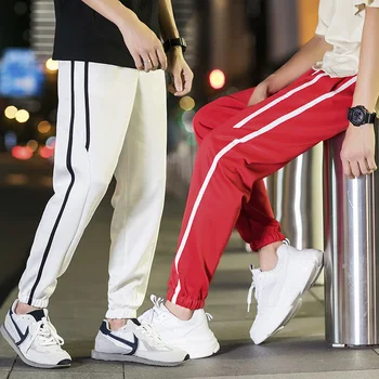 

Trousers Thin Section Trend Stripe Casual Joggers Streetwear Hip Hop Sweatpants Pantalon Hombre Summer Men Comfortable Pants