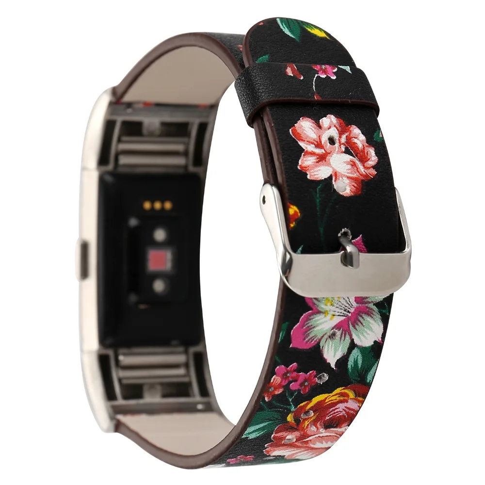 

Flower printed Leather Strap WatchBand For Fitbit charge 2 replacement bracelet wristband for Fitbit charge 2 smart watch band