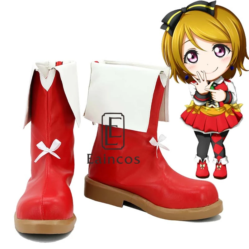 Аниме LoveLive! Школьный идол проект Sunny Day Song Koizumi Hanayo красные сапоги обувь для