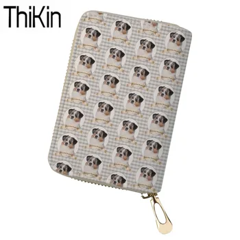 

THIKIN Women's Card Holders Australian Shepherd Printing Credit Passport Card Bags Ladies Clutch Card Covers for Females Bolsa
