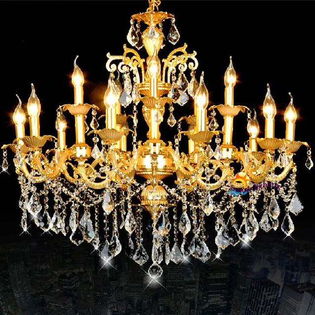 Antique Led Candle Lamps Gold Crystal Chandeliers Hanging Light Antique led candle lamps gold crystal chandeliers hanging light Luxury vintage big chandelier Hotel villa living - Antique Led Candle Lamps Gold Crystal Chandeliers Hanging Light