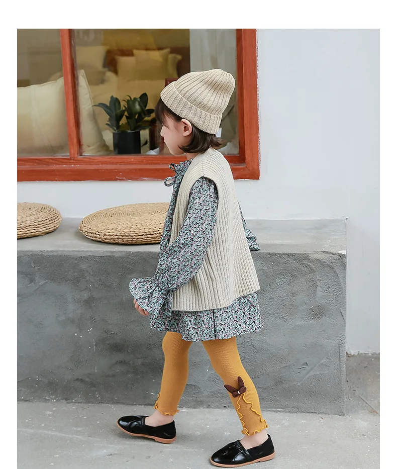 Bonito da Criança da Criança do Bebê de Malha Calças de Algodão do Inverno do Bebê Criança Meninas Tornozelo Comprimento Footless Collants Plissado Moda Nono - 9 High Quality Mamãe e Bebê