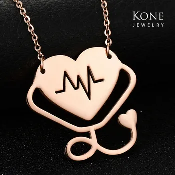 

Etsy Heartbeat Doctor Jewelry Stethoscope Collar Rose Gold Color Stainless Steel Chain Necklace For Women Gift