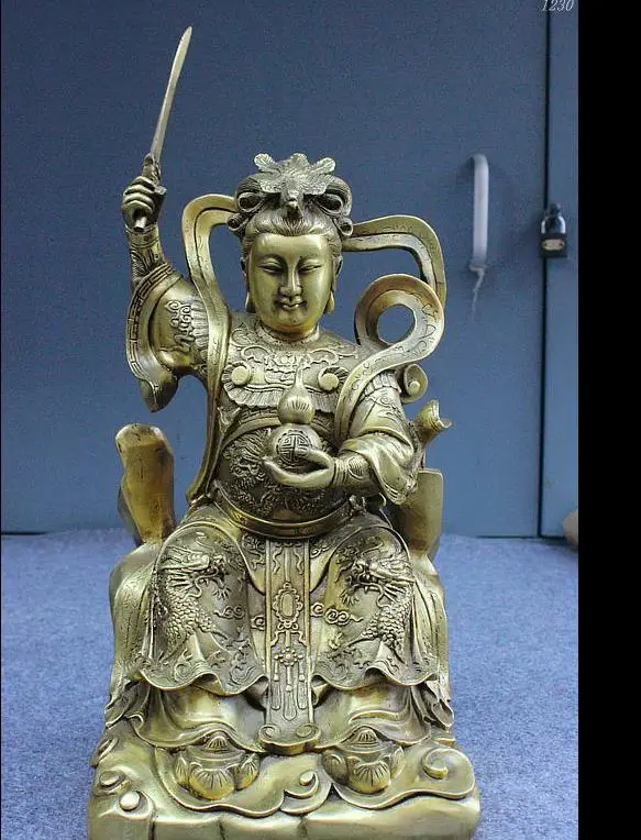 

wang671115399++++11 Dragon Robe Exorcism Pure Brass GuanYin Goddess God Buddha Sword Gourd Statue