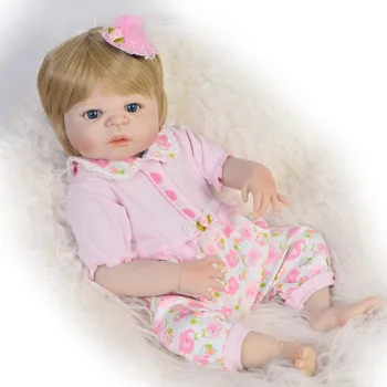 

22" full body silicone reborn baby for girls toys gift fake babies bebe doll reborn can bath dolls brinquedos bonecas rebon