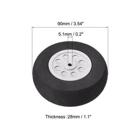 Uxcell Hot Sale 2pcs 90mm OD 51mm ID 28mm Thick Gray Plastic Hub Black Foam Wheel Toy Car Wheel for RC Remote Control Airplane title=