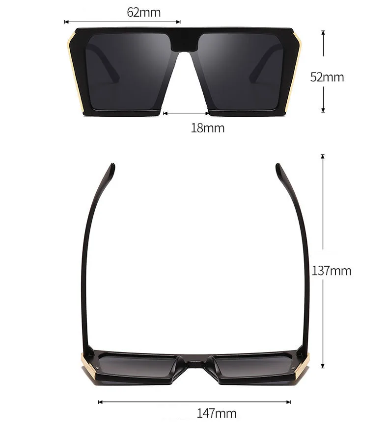New Oversize Square Sunglasses Women Double Colors Frame Mirror Shades 2019 Vintage Brand Design Big Frame Sun Glasses Femme New Oversize Square Sunglasses Women Double Colors Frame Mirror Shades 2019 Vintage Brand Design Big Frame Sun Glasses Femme