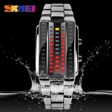 SKMEI спортивные цифровые часы для влюбленных пары уникальный светодиодный Электронные наручные часы прямоугольный из нержавеющей стали женские мужские часы Relogio