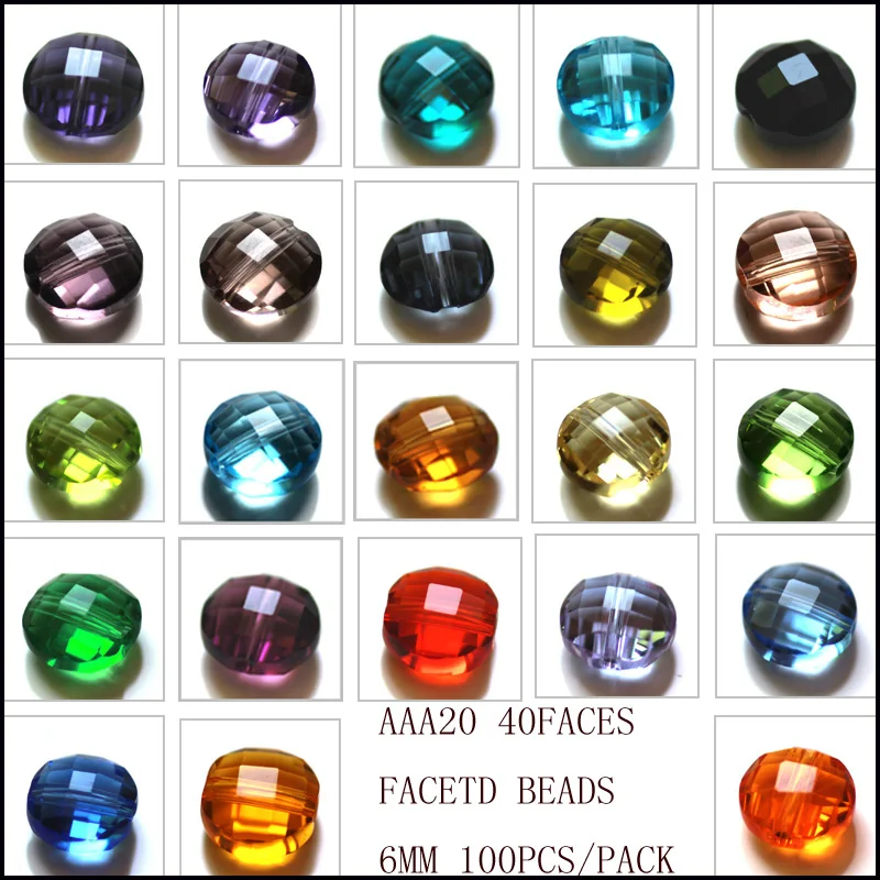 

6mm Hot AAA Blue Faceted Crystal Loose Beads Fashion Jewelry For Women Semi-Precious DIY Beads 100pcs
