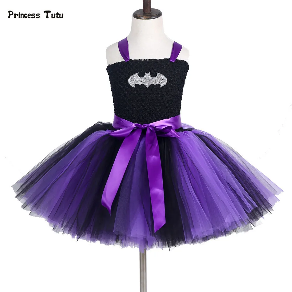 Продажа Для маленьких девочек платье пачка из тюля Косплэй Бэтмен супер платье для девочек костюм на Хэллоуин для детей фестиваль Платья для праздн...