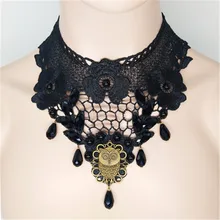 Moda mujer Vintage Retro corto gótico Steampunk encaje flor gargantilla collar joyería declaración collar(China)