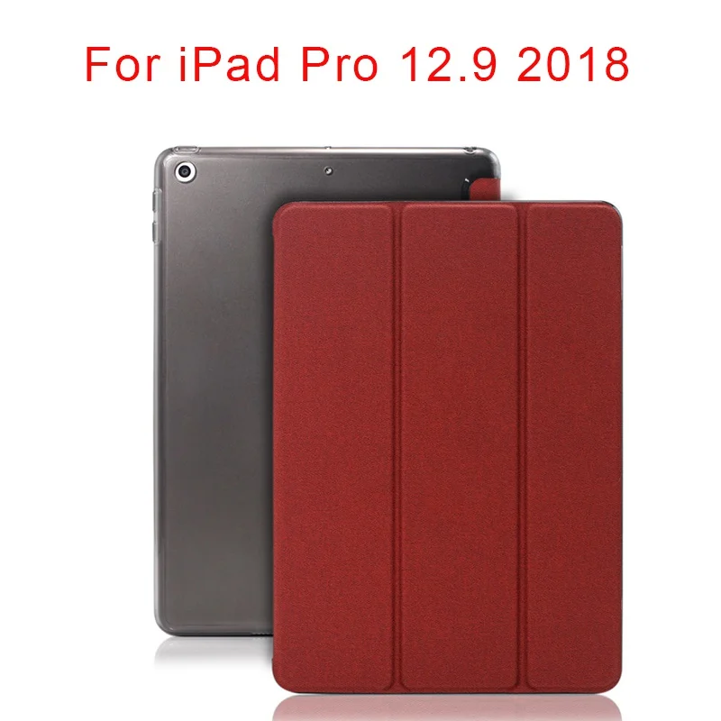 Чехол для iPad 11/12. 9/9. 7, кожаный Ultra Slim Smart Sleep Tri-fold задняя крышка для iPad Pro 11 12,9 дюймов чехол Funda - Цвет: 12.9-Red