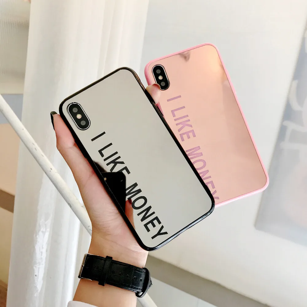 

Soft TPU Case for iPhone Xs Max XR X 8 7 6 6S Plus Cute Letter Mirror Silicone Cases for iPhone X Couple Lovers Shell Caphinas