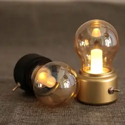 СВЕТОДИОДНЫЙ Электрический ночной Светильник USB Перезаряжаемые Винтаж Спальня прикроватная настольная лампа декоративное освещение для