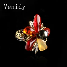 Venidy Female Natural Opal Pearl Ring Fashion Black Tahitian Pearls Jewelry Vintage Wedding Rings For Women Birthday Stone Gifts