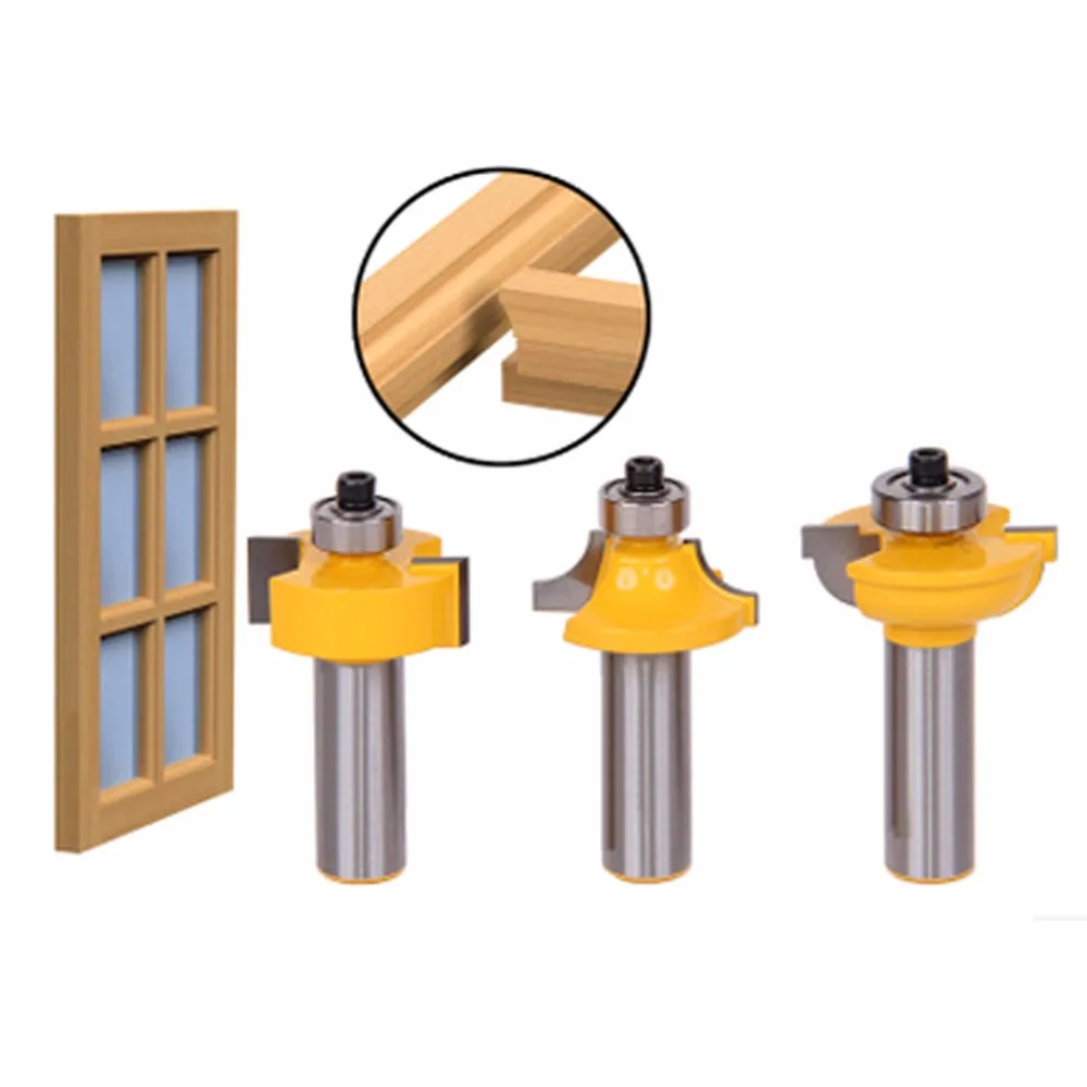 

3pcs 1/2 Shank T type Wood Milling Cutter Door Plank Cupboard Drawer Woodworking Cemented Carbide Router Bits Cutting Tools