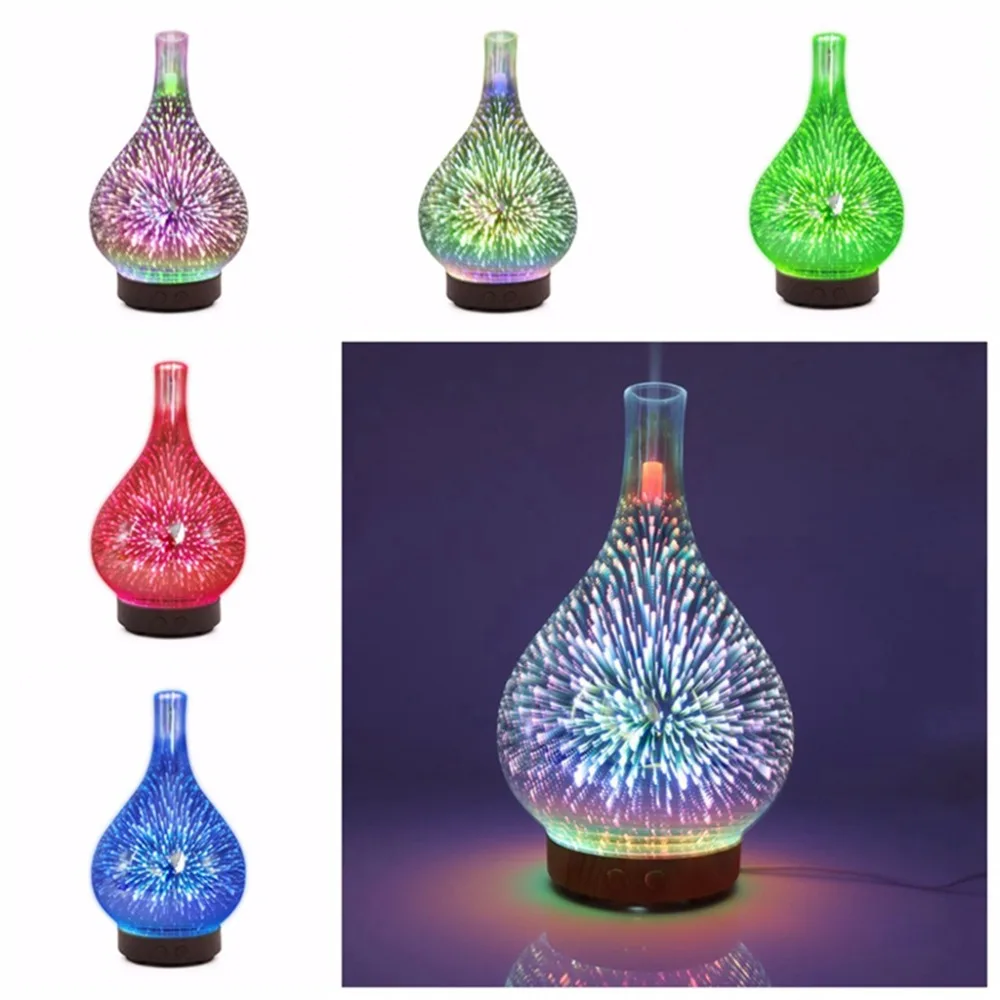 

3D Firework Night Light Ultrasonic Essential Oil Diffuser AU US UK EU Aroma Aromatherapy Fine Fog Humidifier Anti Slip Base Room