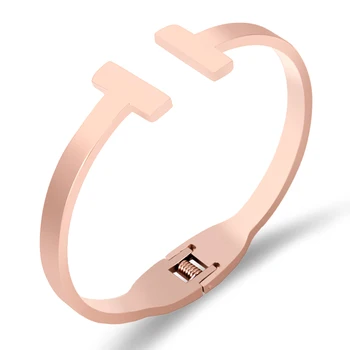 

FYSARA Fashion Jewelry Bangles 361L Titanium Steel Gold-Color Letter Bracelet & Bangle for Women Men Cuff Simple Jewelry Lover