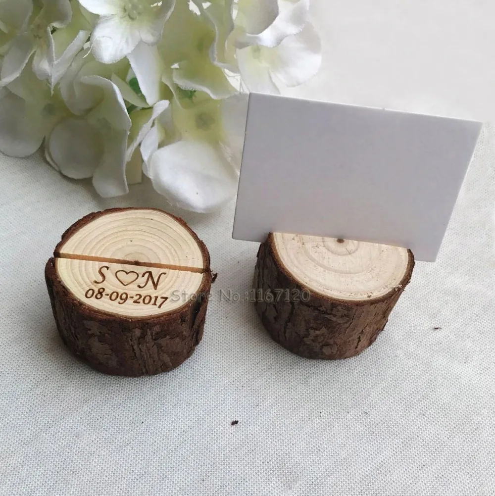 20pcs personalized wood table number holder Guest Card Holders woodland wedding place card stand name tag holder Rustic wedding