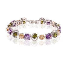 Julie multicolor cubic zircon crystal pulseras para las mujeres chapado en oro del encanto pulseras y brazaletes de novia de la boda joyería del partido