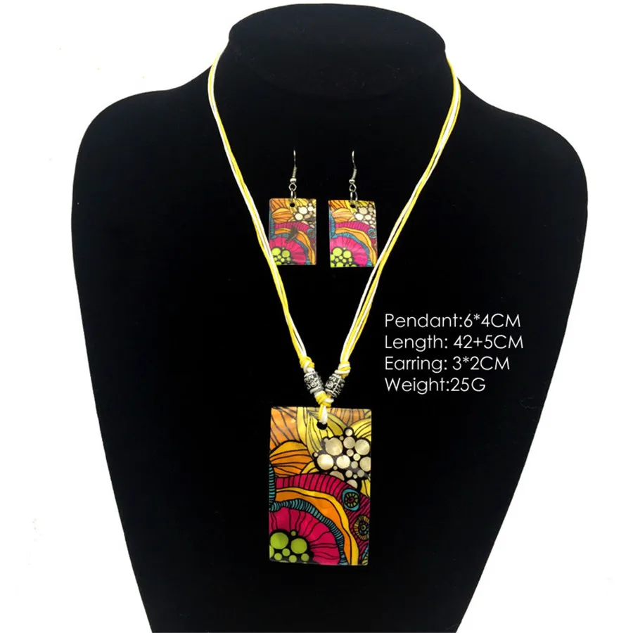 European and American fashion Simple personality fresh flower earrings necklace set Natural mother-of-pearl material (3)