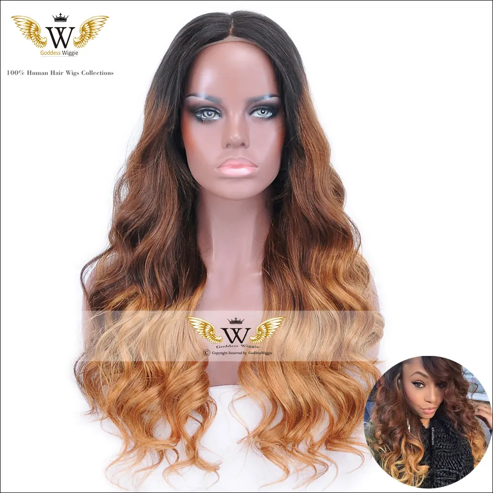 5A 150Density Ombre Glueless Full Lace Natural Hairline Wig Curly Ombre