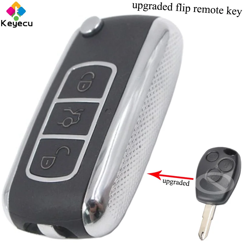

KEYECU Upgraded Flip Remote Car Key - 3 Buttons& 433MHz & PCF7946 Chip - FOB for Renault Kangoo Traffic Clio Kangoo II 2006-2010