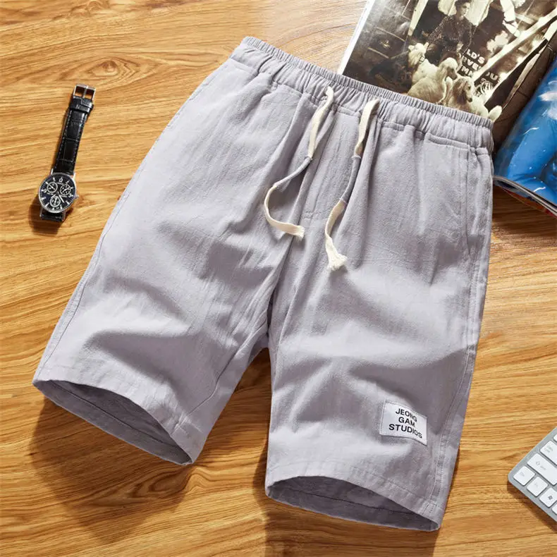 8Colors MuLs Summer Men Shorts 2018 Quality Cotton Linen Shorts Men Elastic Waist Breathable Male Shorts Knee Length Breechcloth-3