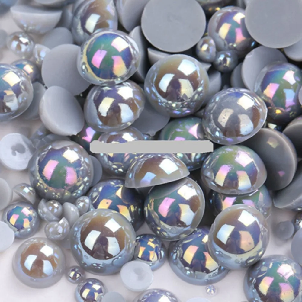 

Silver Grey Color Size 8mm 100Pcs/lot Craft ABS Flatback Half Round Pearls Scrapbook Beads For DIY Jewelry Accessories