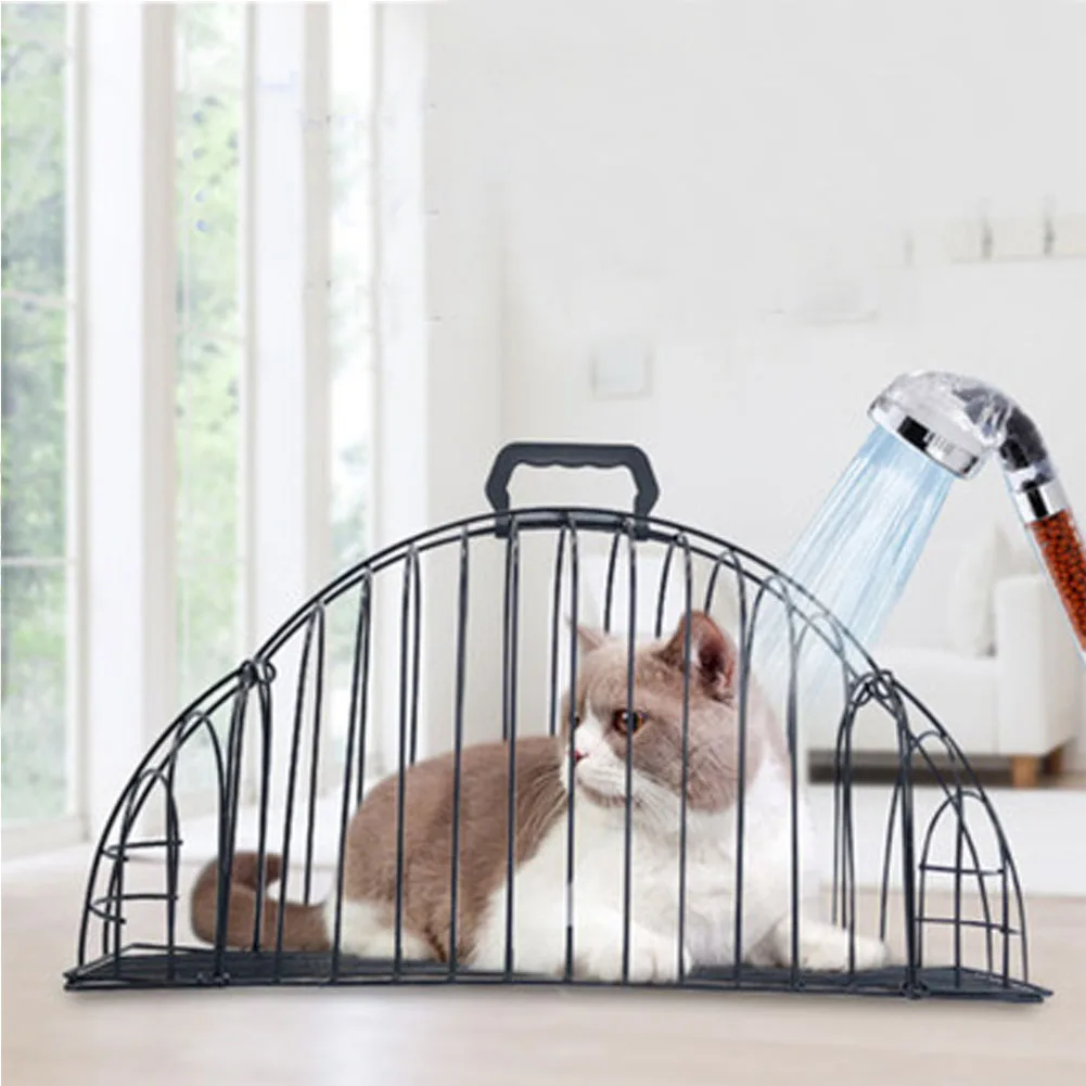 Pet Double Door Bath Cage Protect Pet Owner From Being Scratched Cat