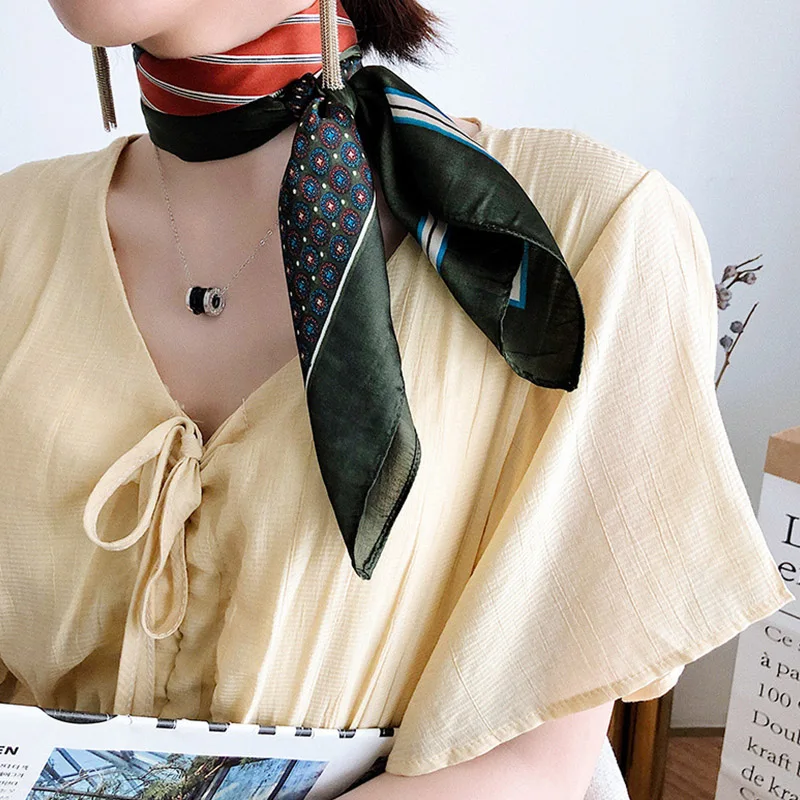 

Professional Decoration Small Silk Scarf ins Retro-ancient Literature and Art Ethnic Style Small Scarf Female Scarf