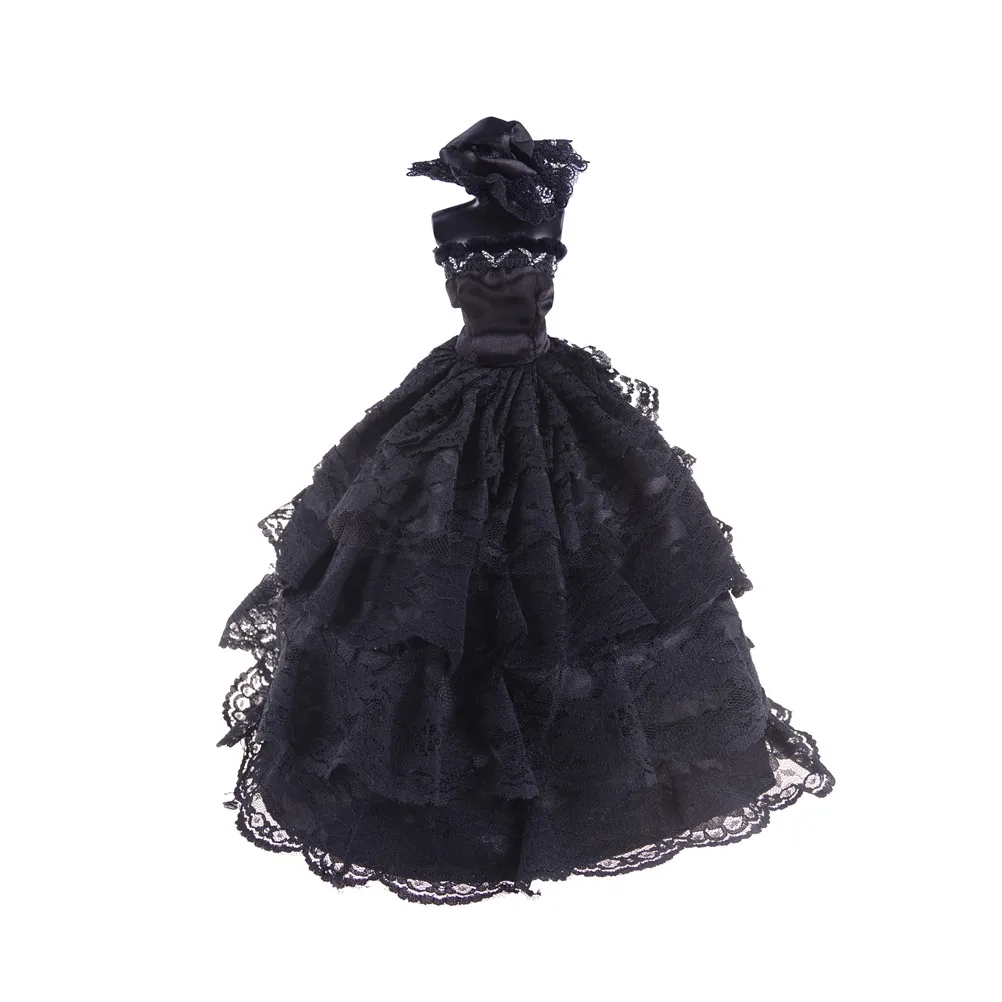 Кукла отличный подарок качество ручной работы принцессы Вечеринка Одежда Черный Кружевное платье платья наряды комплект со шляпой +