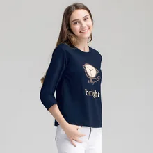 Модал Встроенный бюстгальтер футболка Для женщин 3/4 рукавом дышащий Костюмы милый мультфильм обезьяна футболка Топы Повседневное женские футболки