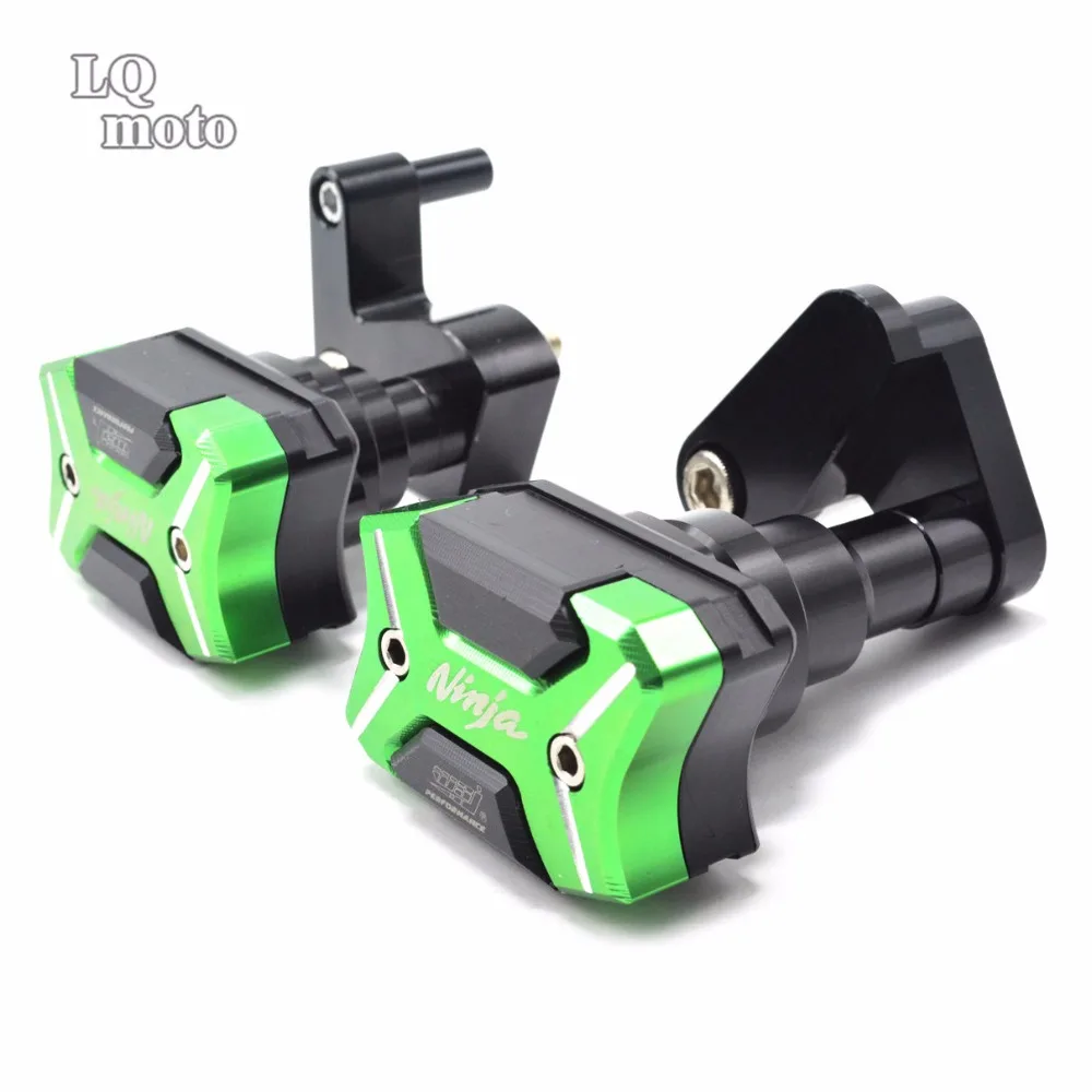 

with ninja logo motorcycle CNC  Frame Slider  Falling Protection Protectors Anti Crash Cap For Kawasaki Ninja ZX10R 2008-2010